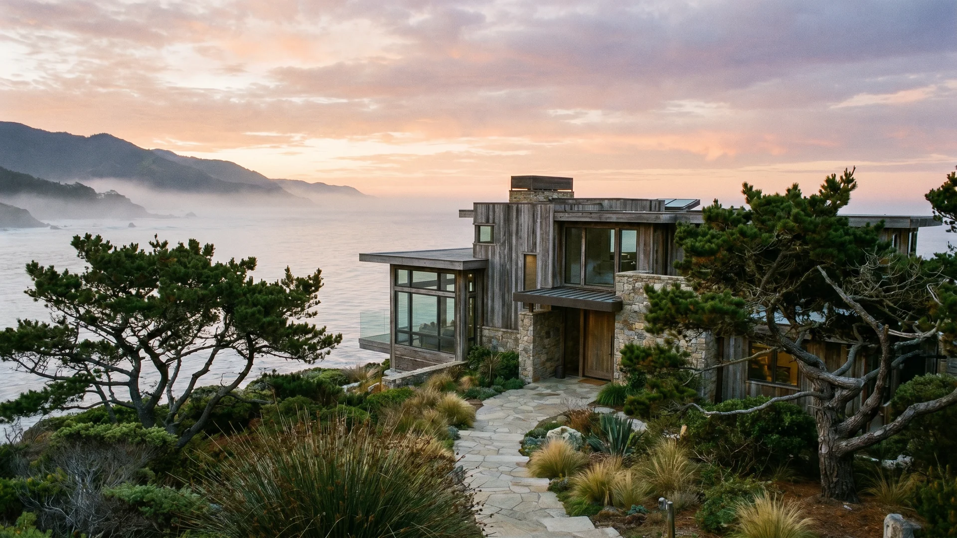 Luxury coastal home at dusk — Orange County